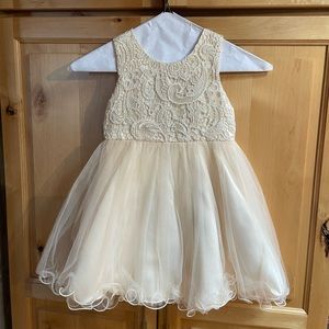 Cream lace and tulle toddler dress
